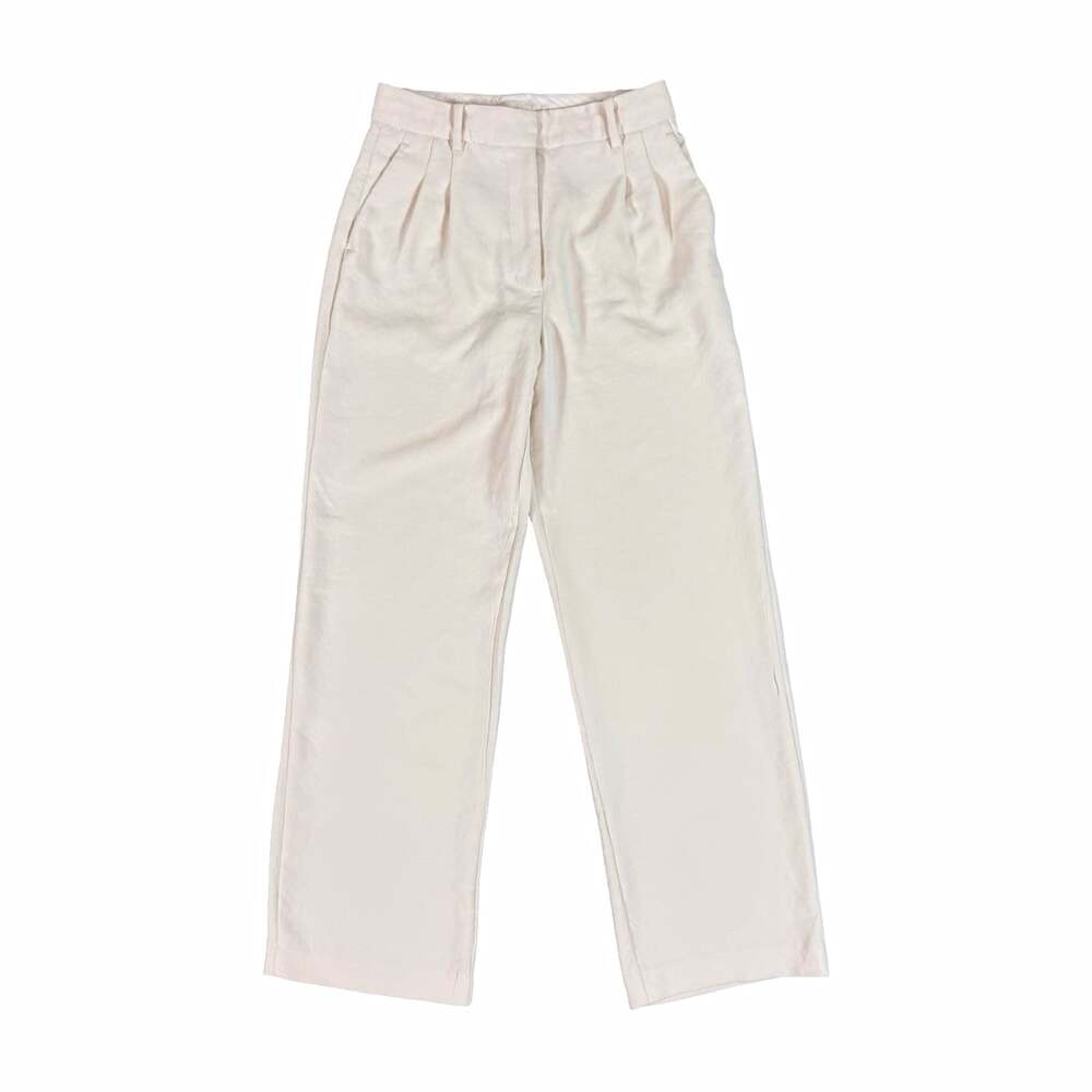 Wilfred Aritzia Ivory Crepe Dress Pants Pleated High Rise Straight Leg Pockets 6